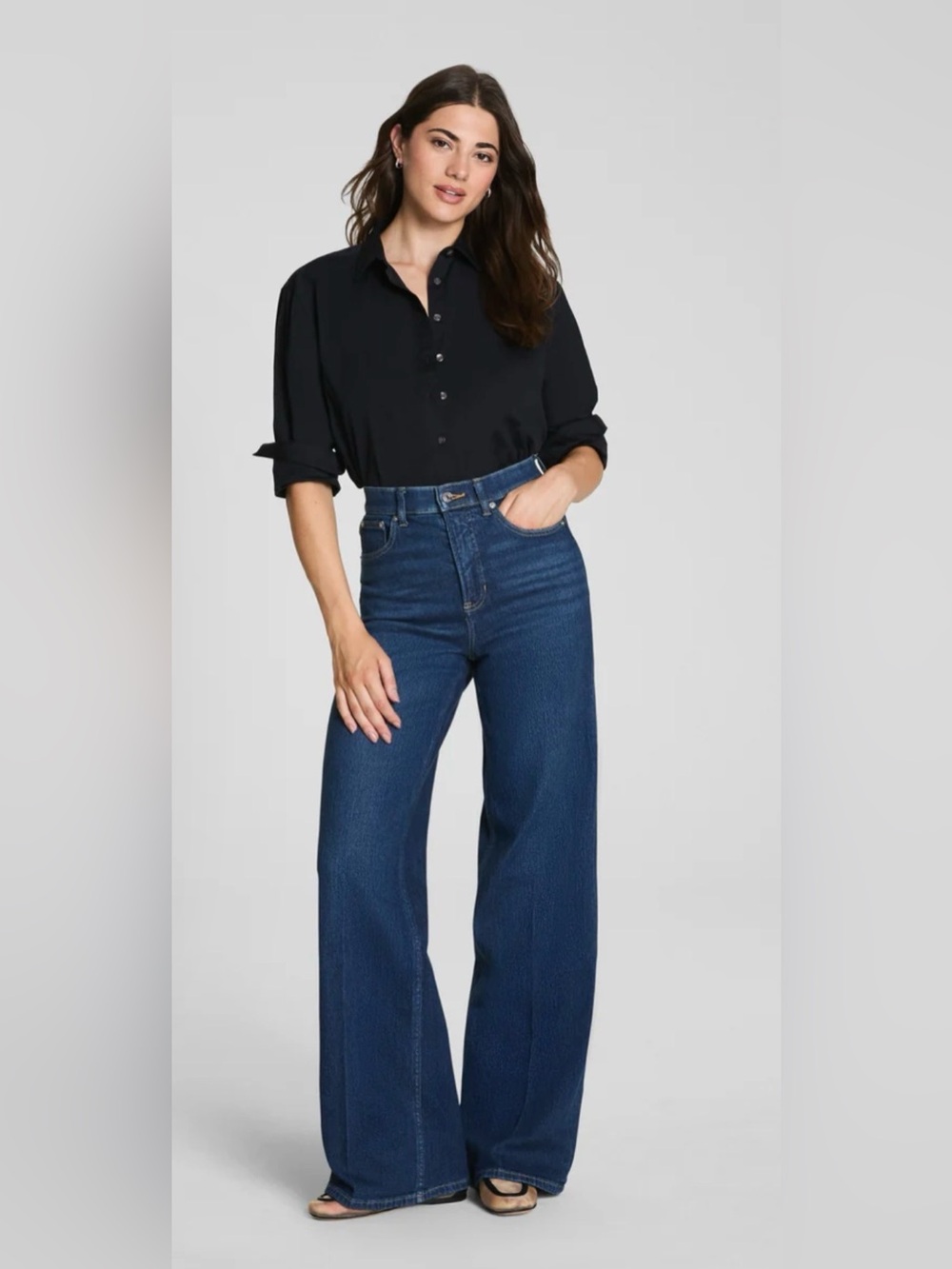 SPANX High-Rise Wide-Leg Jeans Adriatic Blue size XS